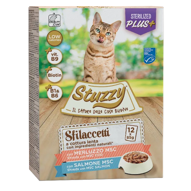 multipack shreds for sterilized cats with salmon with cod