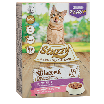 multipack shreds for sterilized cats with veal with ham